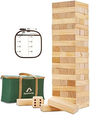 ApudArmis 60-Piece Giant Tumble Tower, Stacks to 5 ft, Natural pine