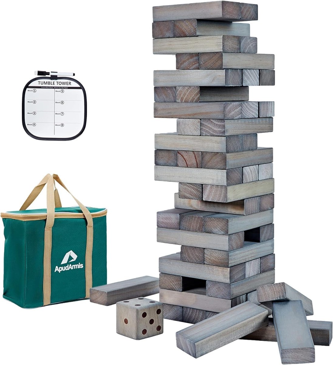 ApudArmis 60-Piece Giant Tumble Tower, Stacks to 5 ft