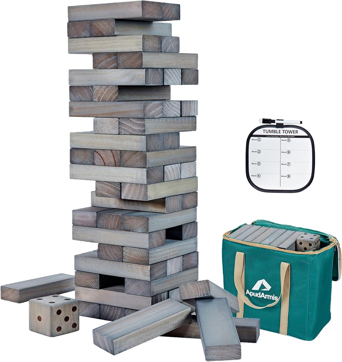 ApudArmis 60-Piece Tumble Tower, Stacks to 3.2 ft