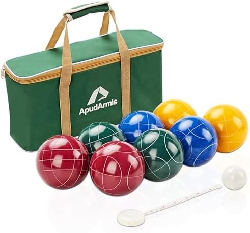 ApudArmis Bocce Ball Set, Hard Polyresin, 100 mm balls