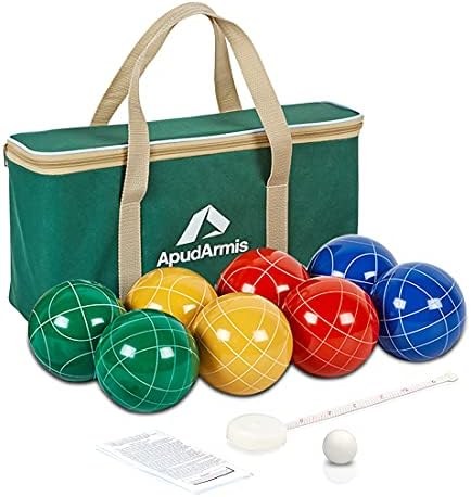 ApudArmis Bocce Ball Set, Hard Polyresin, 90 mm balls