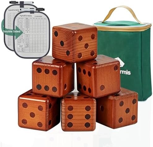 ApudArmis Giant Wooden Yard Dice, 3.5 in, Mahogany