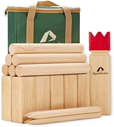 ApudArmis Kubb Yard Game Set, Natural wood