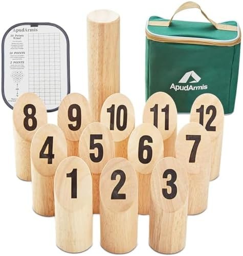 ApudArmis Numbered Block Toss Game, Natural wood