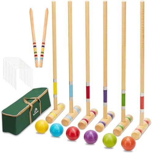 ApudArmis Six-Player Croquet Set, 28 in mallets