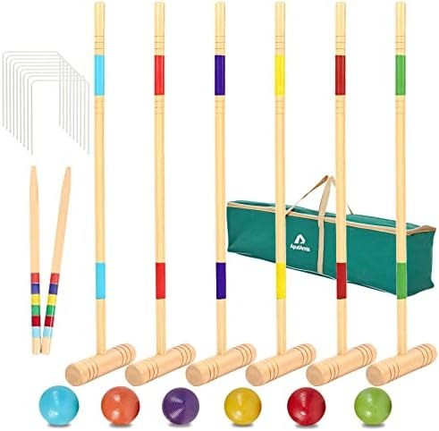 ApudArmis Six-Player Croquet Set, 32 in mallets